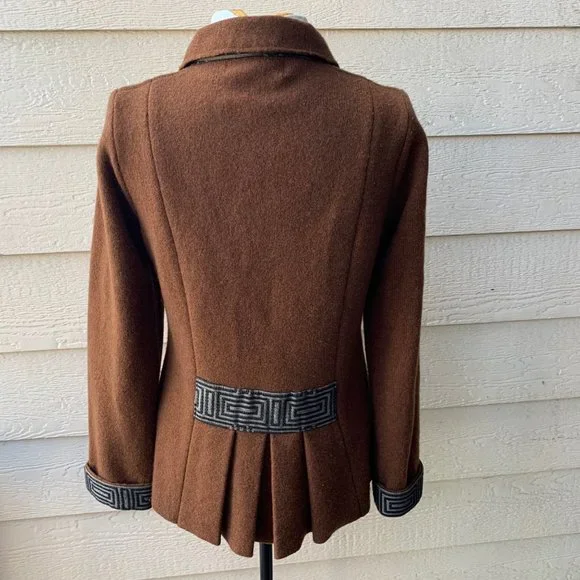 🔥SOLD🔥Christine Gilbert Designs Boiled Wool Long Sleeve Blazer Brown Jacket L - Picture 3 of 5